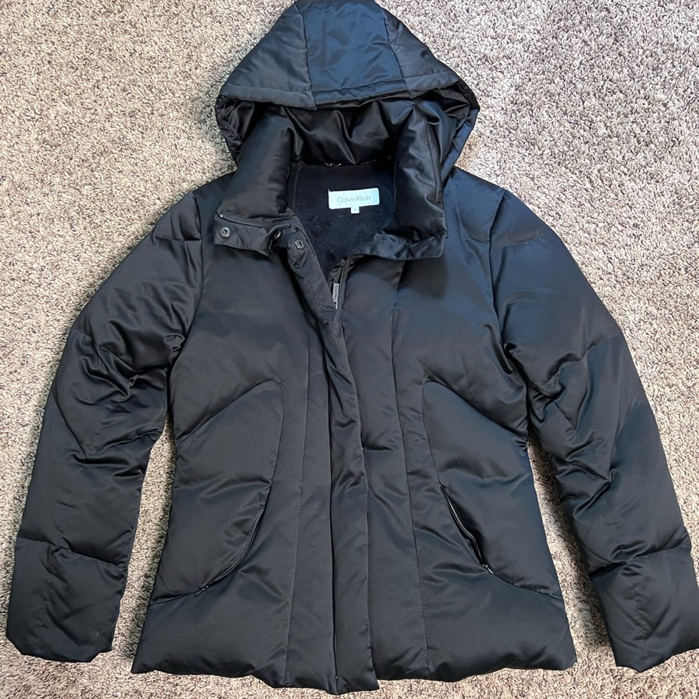 Calvin Klein Designer Puffer Jacket Black Duck Down Coat Designer Women’s Size:M